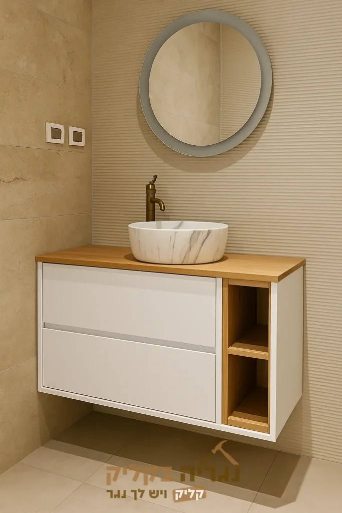 ארון אמבטיה בהתאמה אישית - דגם ווד וויט