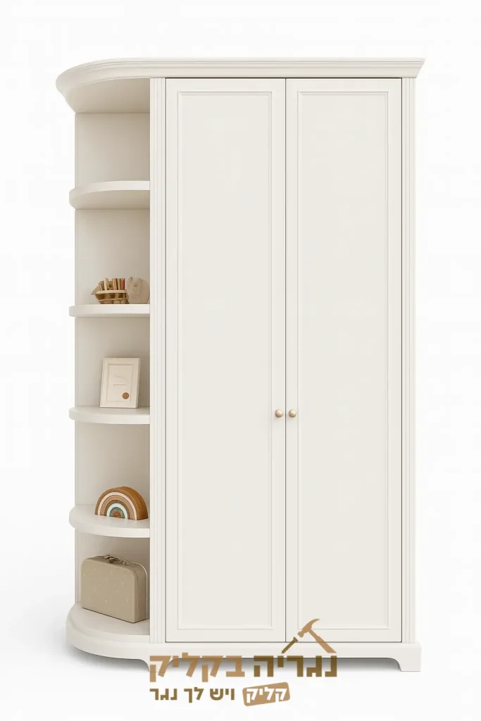 ארון פינתי בהתאמה אישית – דגם אלגנט שמנת