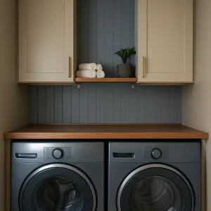 ארון למכונת כביסה ואחסון בהתאמה אישית – דגם וודליין