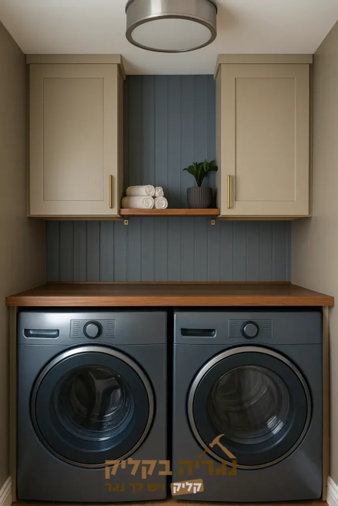 ארון למכונת כביסה ואחסון בהתאמה אישית – דגם וודליין