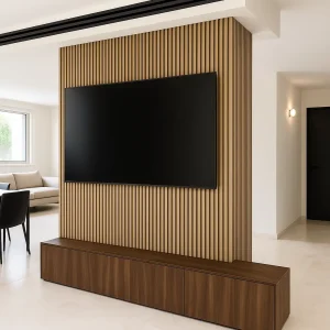 קיר חיפוי דו-צדדי בהתאמה אישית – דגם אגוז פרימיום