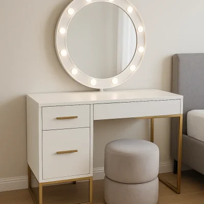 שידת איפור לבנה בהתאמה אישית - דגם בליס לייט