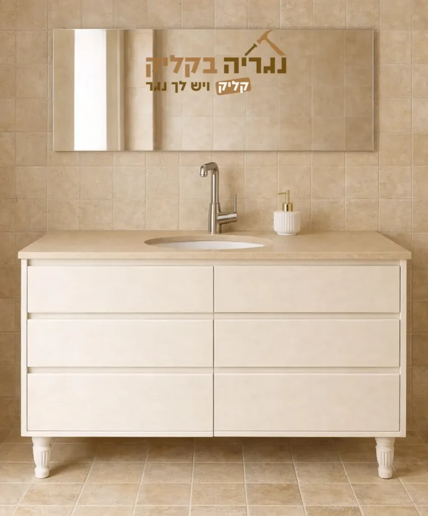 ארון אמבטיה יוקרתי בגוון שמנת בהתאמה אישית