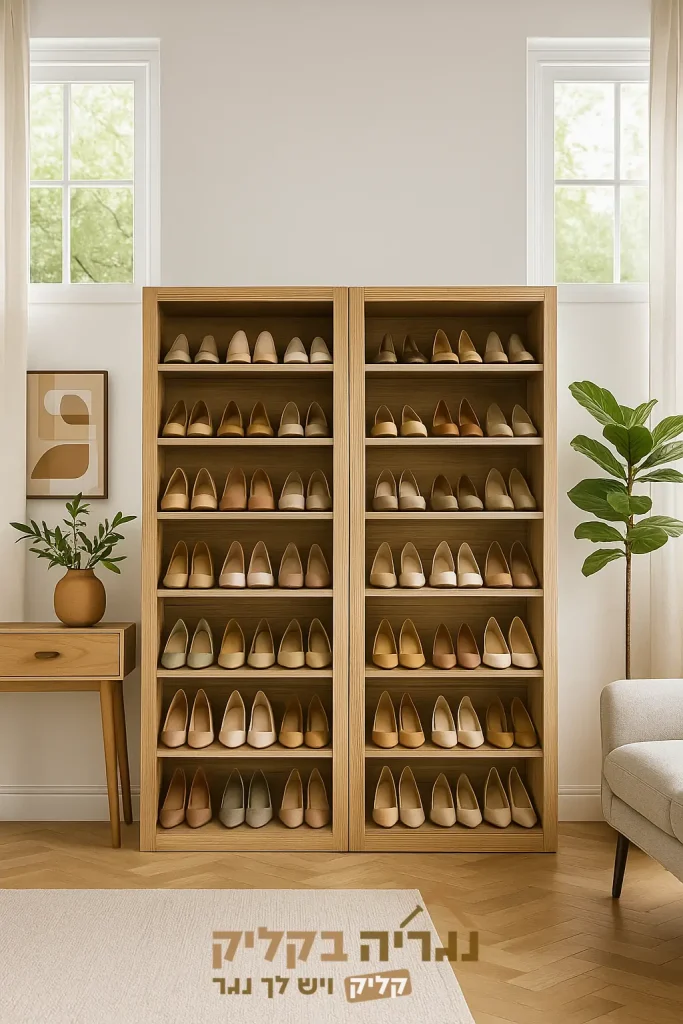 ארון נעליים מעץ טבעי בהתאמה אישית – דגם סיינה