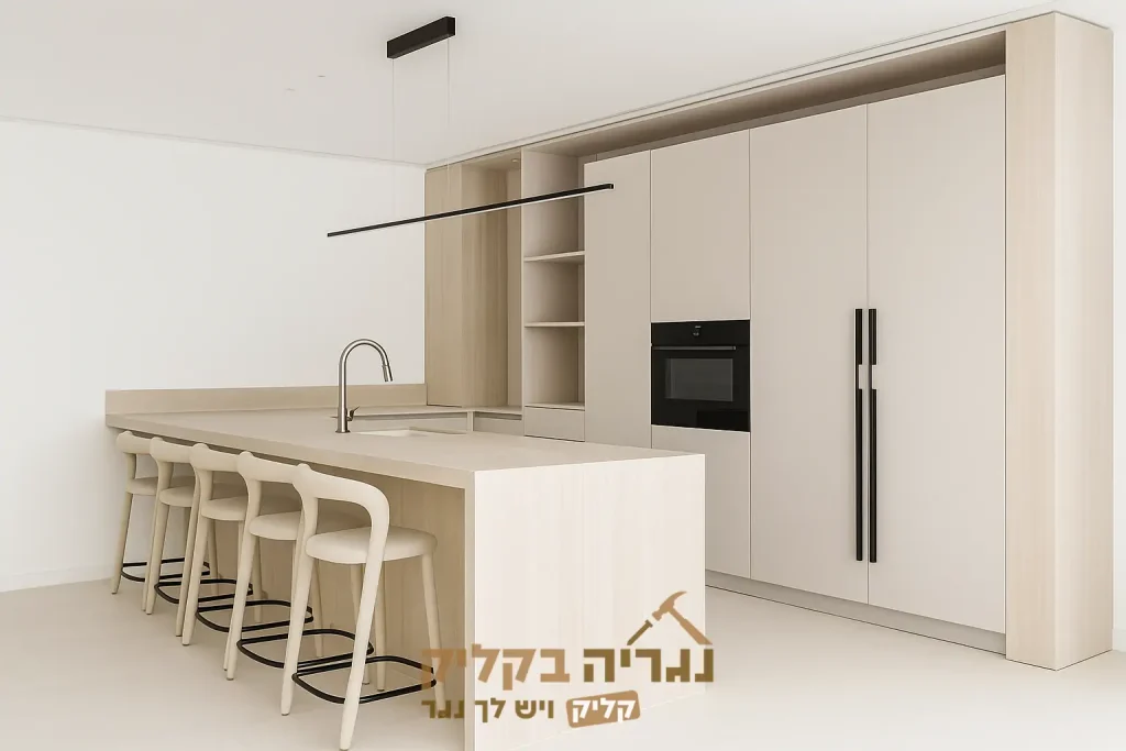 ארונות מטבח כולל מקרר איטגרלי ואי בהתאמה אישית