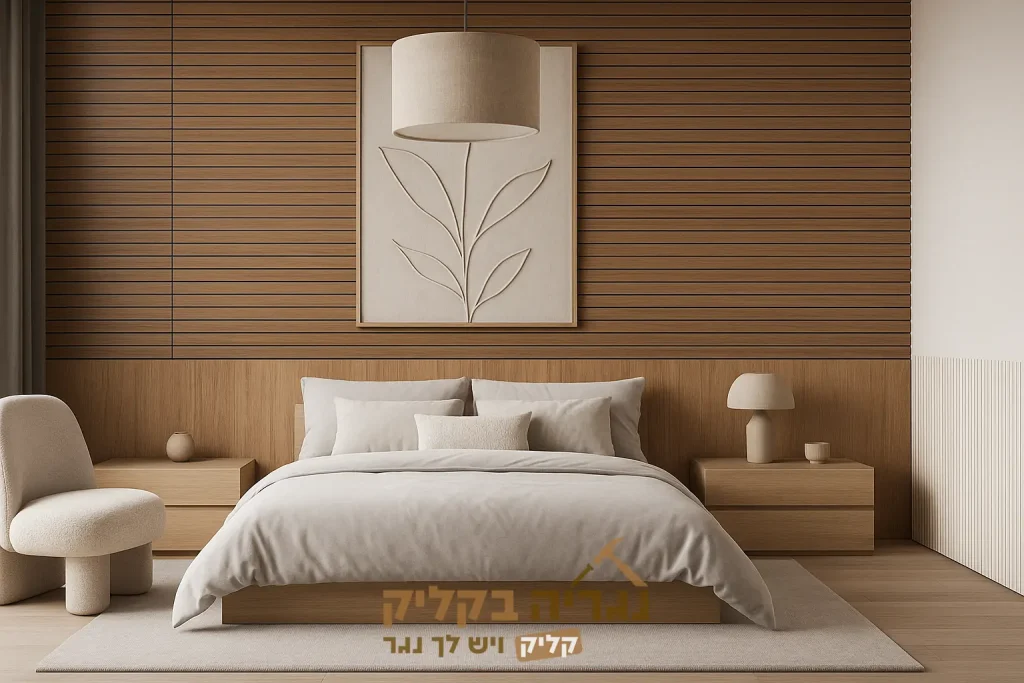 חיפוי קיר לחדר שינה בהתאמה אישית – דגם ווד ליין