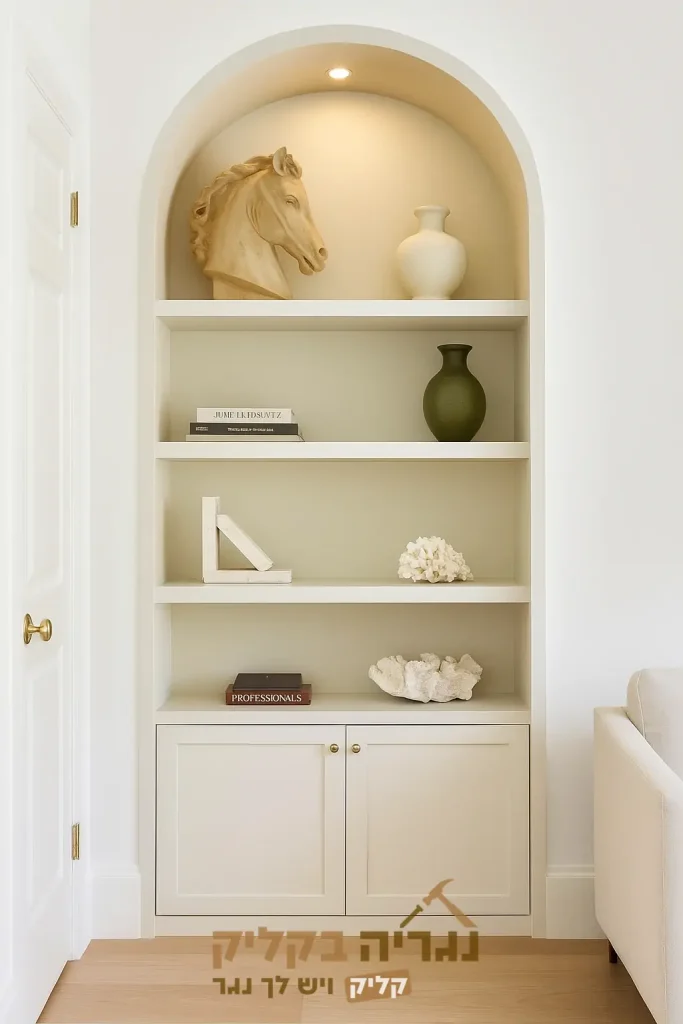 מדפים בעיצוב קשת בהתאמה אישית – דגם ארקה לבן