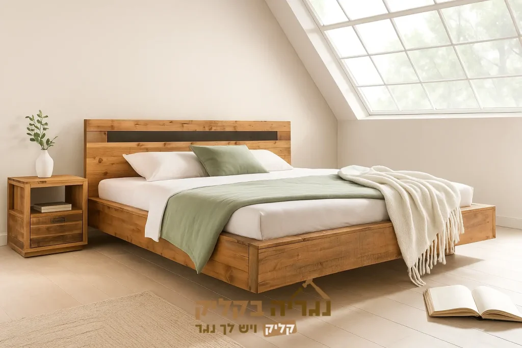 מיטה זוגית מעץ מלא בהתאמה אישית – דגם נורדיקה