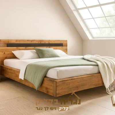 מיטה זוגית מעץ מלא בהתאמה אישית - דגם נורדיקה