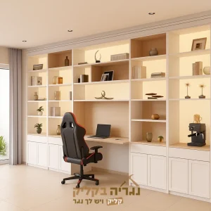 ספריית קיר גדולה עם עמדת עבודה – דגם אורבן