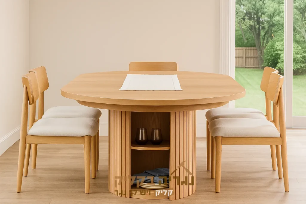 שולחן אוכל עגול מעץ מלא בהתאמה אישית – דגם ריו ווד