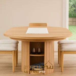 שולחן אוכל עגול מעץ מלא בהתאמה אישית – דגם ריו ווד