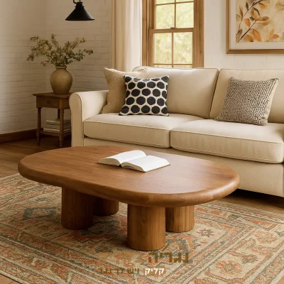 שולחן סלון עץ מלא בסגנון כפרי בהתאמה אישית - דגם ורונה