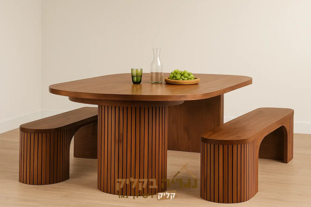 שולחן אוכל גדול עם ספסלים בהתאמה אישית – דגם אלמנטו