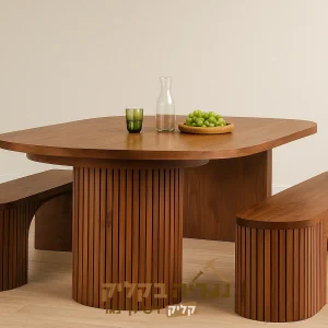 שולחן אוכל גדול עם ספסלים בהתאמה אישית – דגם אלמנטו