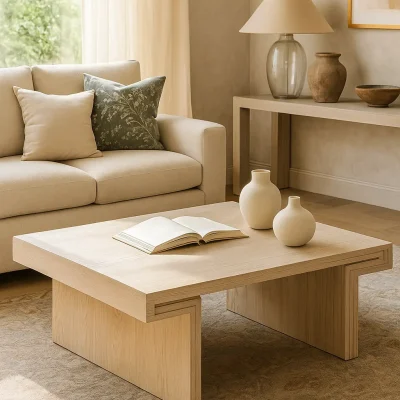 שולחן סלון אלגנטי דמוי שיש בהתאמה אישית - דגם מונקו