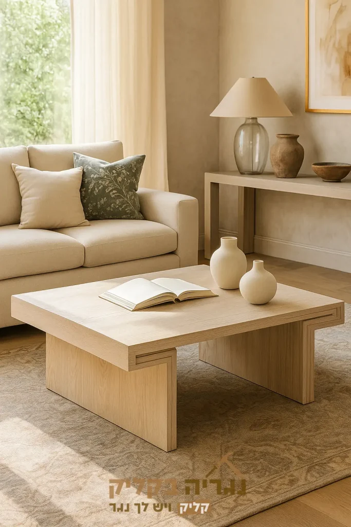 שולחן סלון אלגנטי דמוי שיש בהתאמה אישית – דגם מונקו