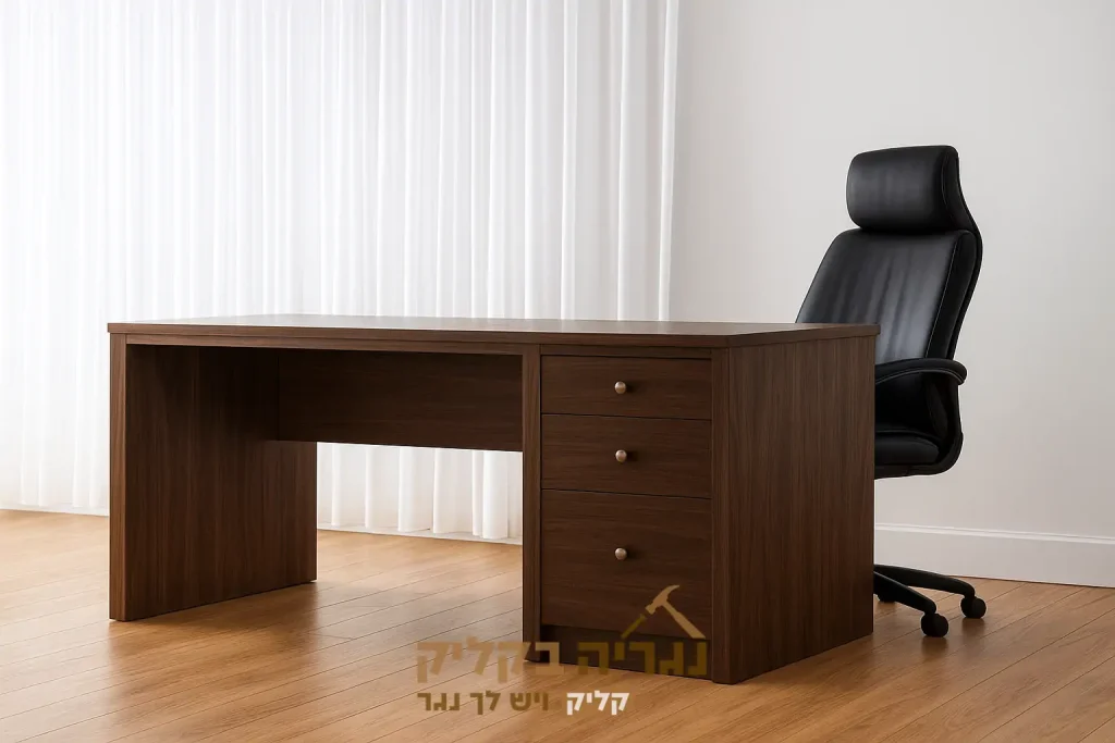 שולחן מנהלים בהתאמה אישית בגוון אגוז כהה – דגם רויאל