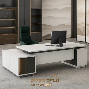 שולחן מנהלים יוקרתי בגוון לבן – דגם ויקטוריה
