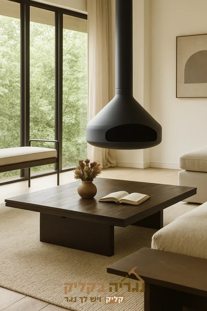 שולחן סלון מעוצב בהתאמה אישית בגוון עץ כהה – דגם אמבר