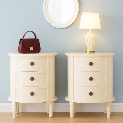 שידות לילה מעוצבות בהתאמה אישית בגוון שמנת - דגם בלנקה