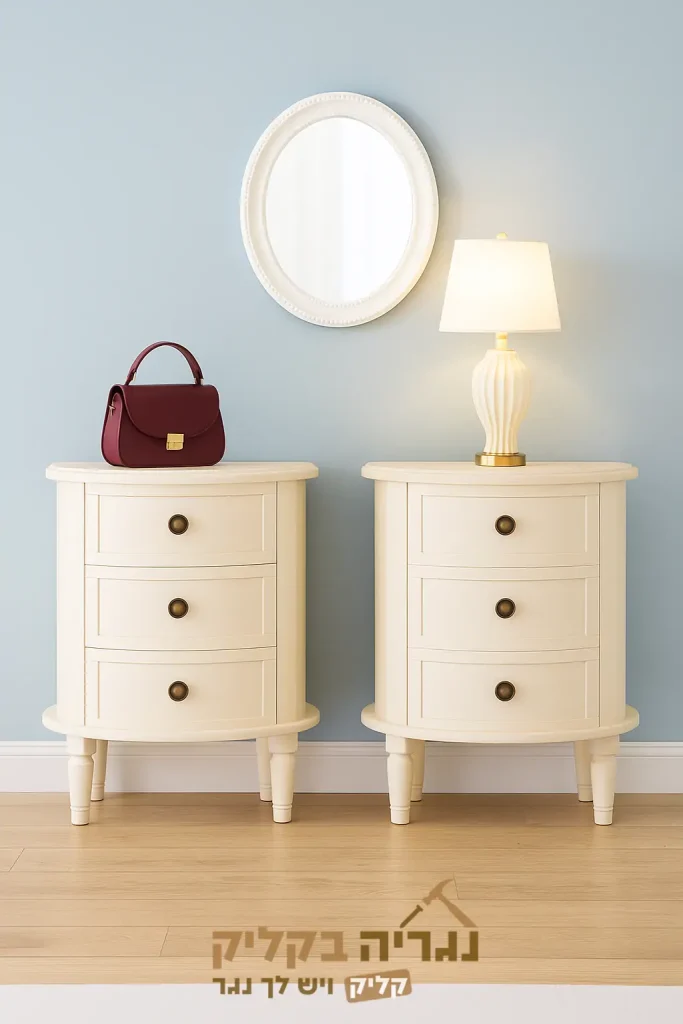 שידות לילה מעוצבות בהתאמה אישית בגוון שמנת – דגם בלנקה