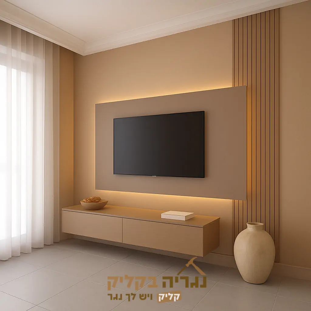 חיפוי קיר לטלוויזיה בהתאמה אישית - דגם הרמוניה צפה