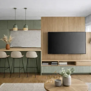 אי מטבח עם קיר טלוויזיה אלון טבעי