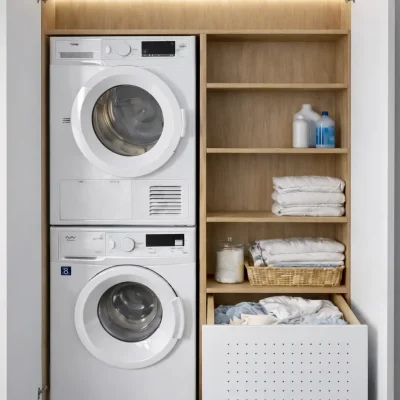 ארון כביסה בהתאמה אישית עם סל כביסה