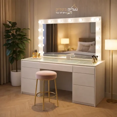 שידת איפור יוקרתית עם מראה מוארת