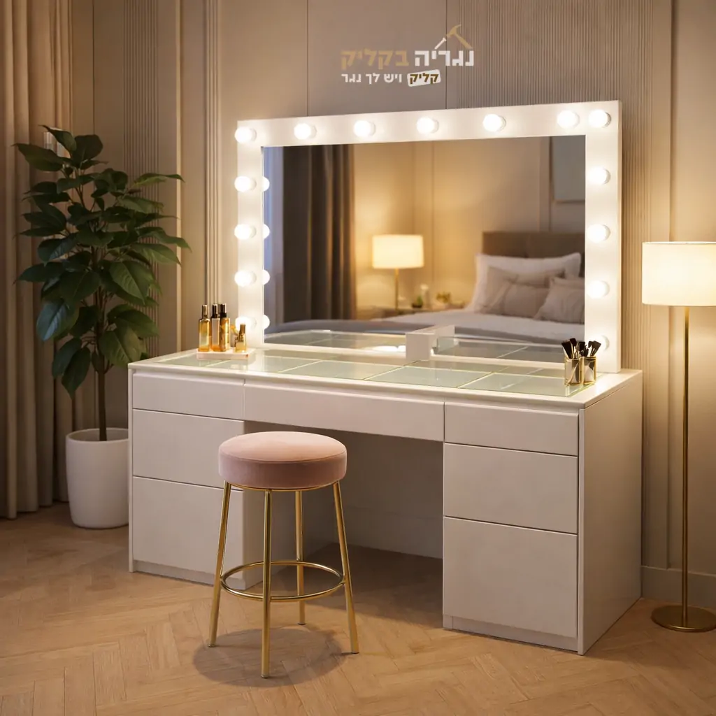 שידת איפור יוקרתית עם מראה מוארת