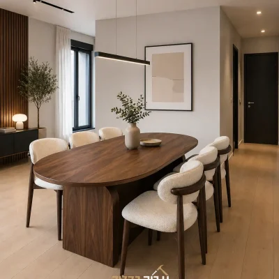 שולחן אוכל מעץ מלא בעיצוב אורגני - דגם OVAL WOOD